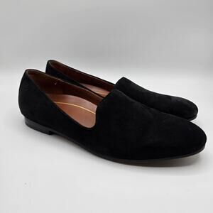 Vionic Willa black suede loafers womans size 8 smoking flat casual shoe